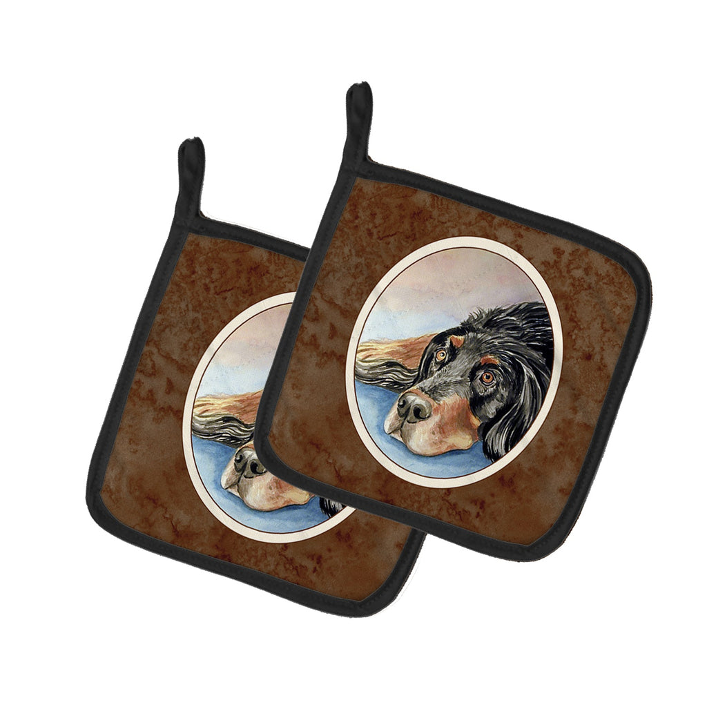 Gordon Setter Waiting on Mom Pot Holder Set of 2 Heat Resistant Quilted Hot Pads 7.5 x 7.5 Inch, Insulated Kitchen Trivets for Cooking & Baking