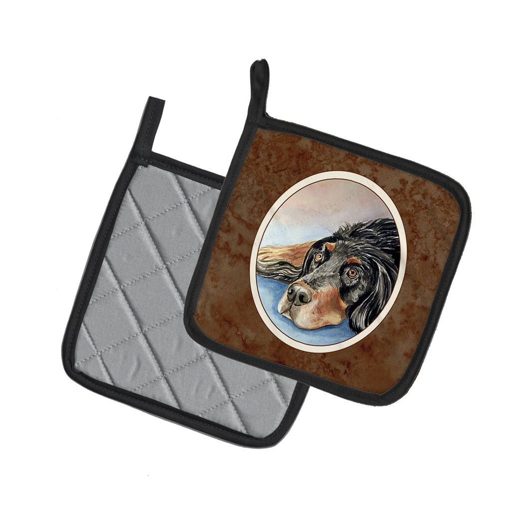 Gordon Setter Waiting on Mom Pot Holder Set of 2 Heat Resistant Quilted Hot Pads 7.5 x 7.5 Inch, Insulated Kitchen Trivets for Cooking & Baking