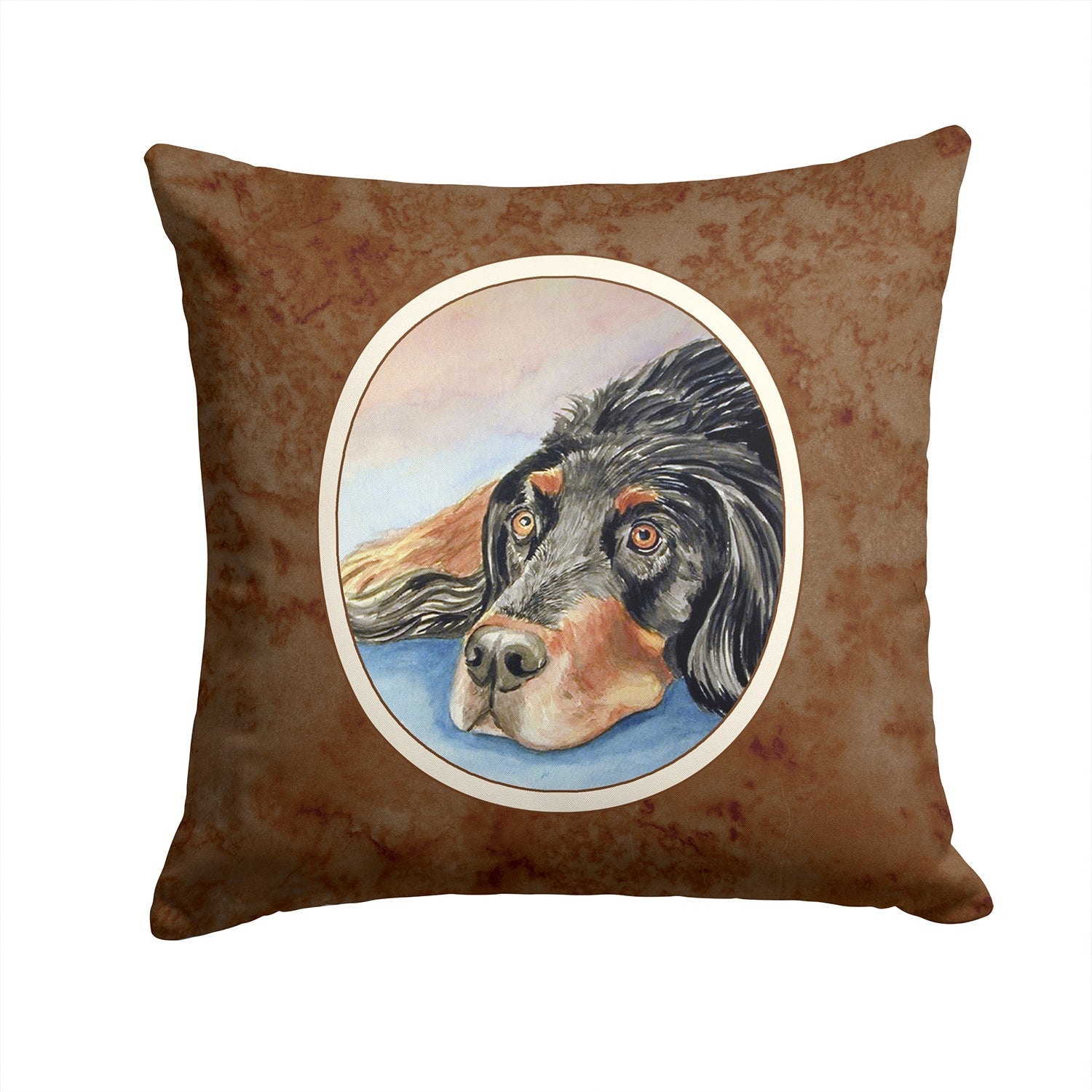 Gordon Setter Waiting on Mom Decorative Throw Pillow 14x14 Indoor Outdoor Accent Cushion, Fabric Cover with Insert for Sofa, Bed, Porch & Living Room