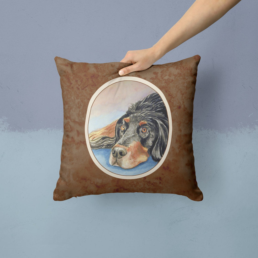 Gordon Setter Waiting on Mom Decorative Throw Pillow 14x14 Indoor Outdoor Accent Cushion, Fabric Cover with Insert for Sofa, Bed, Porch & Living Room