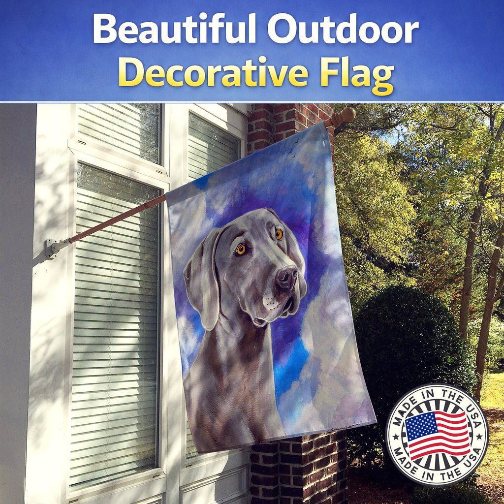Weimaraner Azure Skies House Flag 28x40 Porch Sleeve Pole Decorative Outside Yard Banner Artwork Wall Hanging, Polyester
