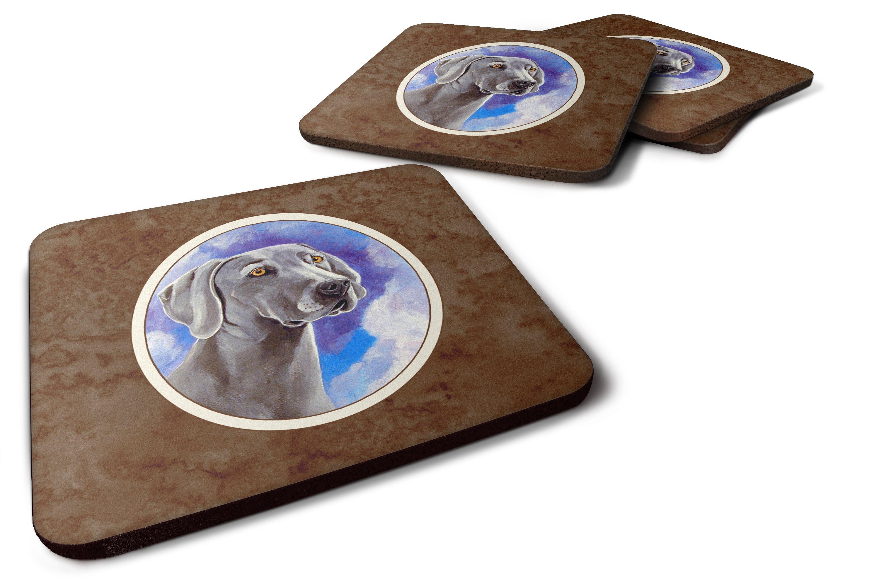 Weimaraner Azure Skies Foam Coasters Set of 4 Cup Coasters for Indoor Outdoor, Tabletop Protection, Anti Slip, Mouse pad Material