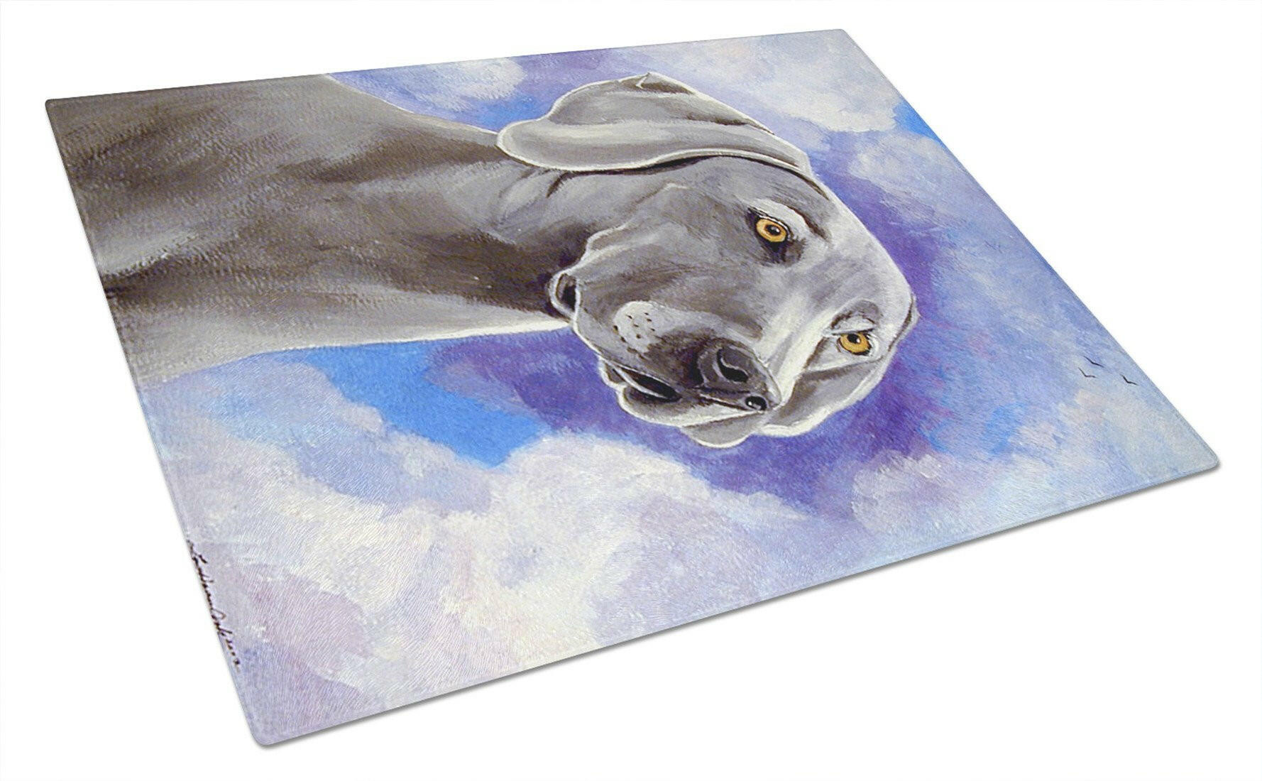 Weimaraner Azure Skies Cutting Board Tempered Glass Kitchen Cutting Surface, Heat Resistant Chopping, Non-Slip Feet, Food Prep & Serving