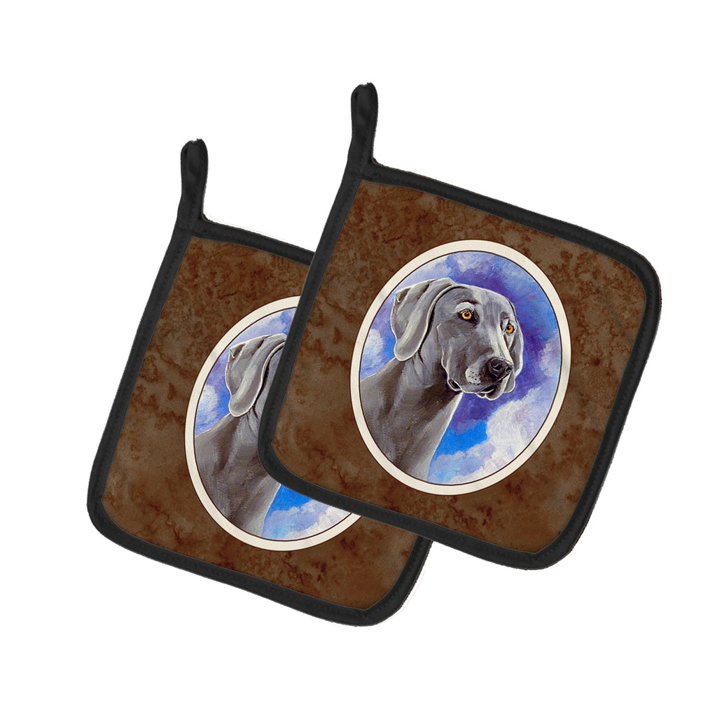Weimaraner Azure Skies Pot Holder Set of 2 Heat Resistant Quilted Hot Pads 7.5 x 7.5 Inch, Insulated Kitchen Trivets for Cooking & Baking