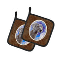Weimaraner Azure Skies Pot Holder Set of 2 Heat Resistant Quilted Hot Pads 7.5 x 7.5 Inch, Insulated Kitchen Trivets for Cooking & Baking