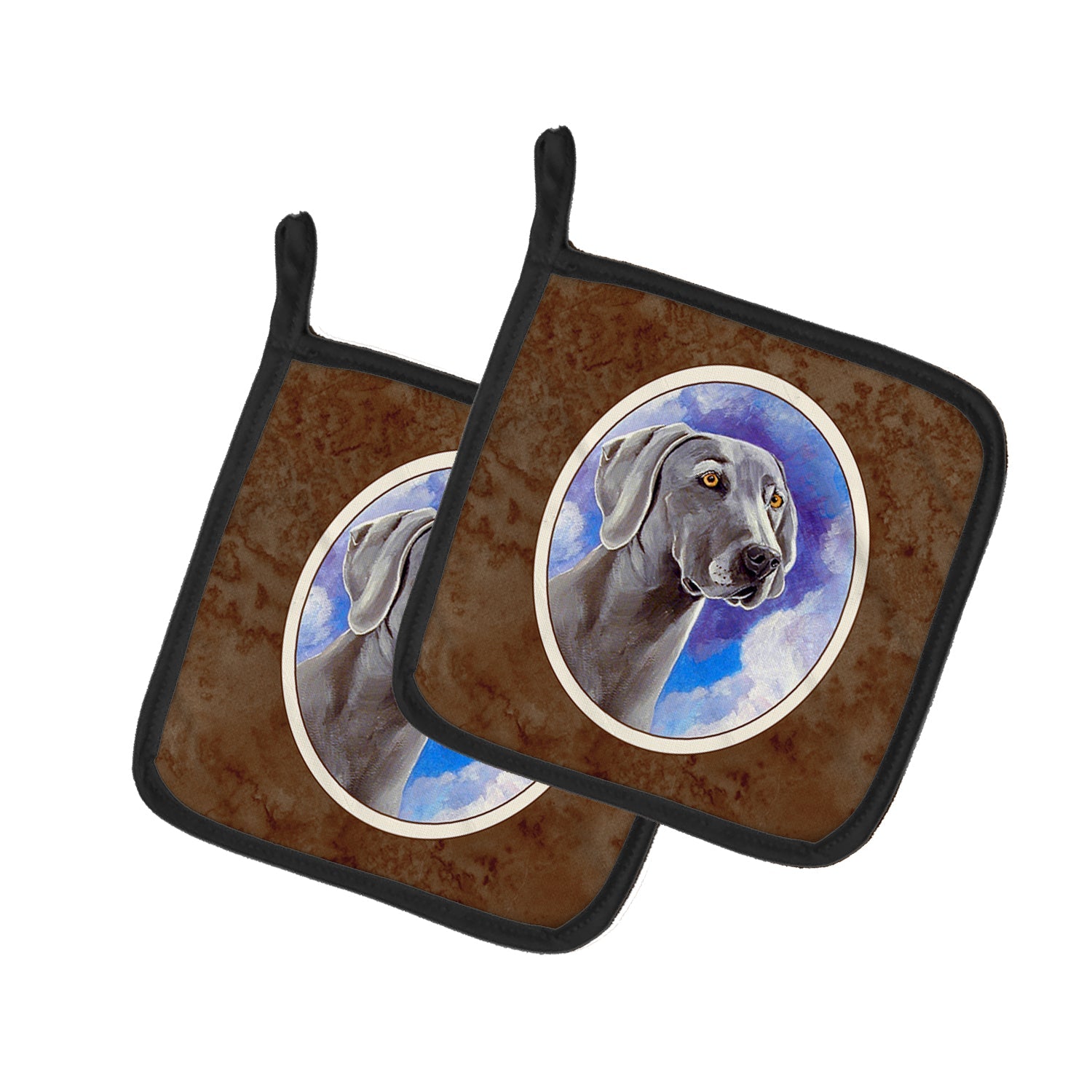 Weimaraner Azure Skies Pot Holder Set of 2 Heat Resistant Quilted Hot Pads 7.5 x 7.5 Inch, Insulated Kitchen Trivets for Cooking & Baking