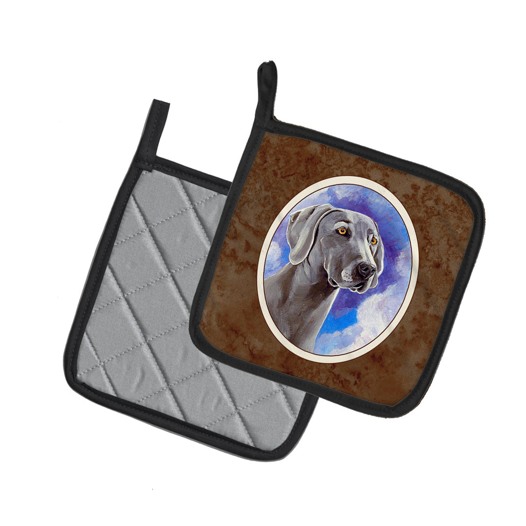 Weimaraner Azure Skies Pot Holder Set of 2 Heat Resistant Quilted Hot Pads 7.5 x 7.5 Inch, Insulated Kitchen Trivets for Cooking & Baking