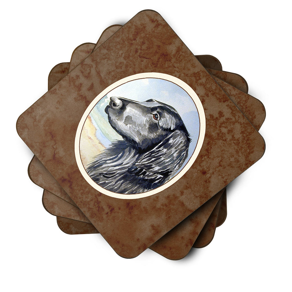Flat Coated Retriever Foam Coasters Set of 4 Cup Coasters for Indoor Outdoor, Tabletop Protection, Anti Slip, Mouse pad Material