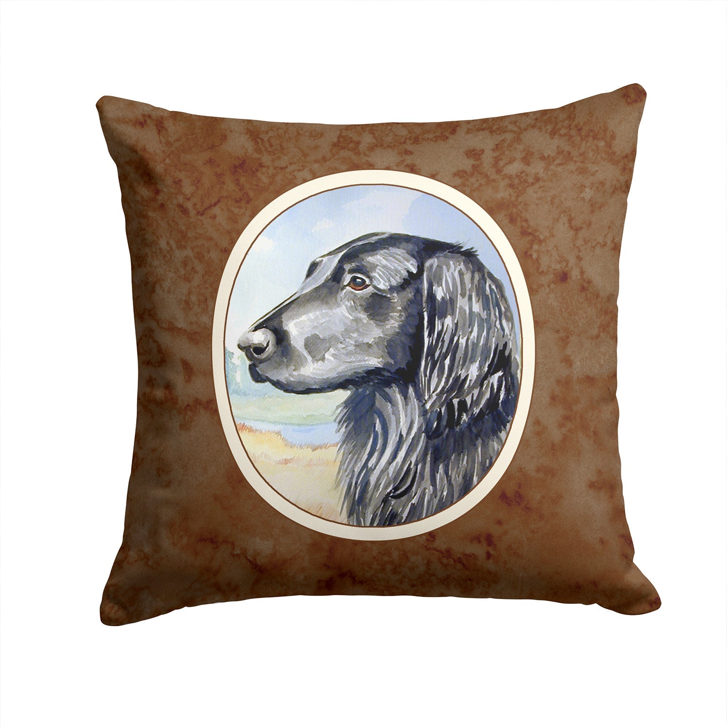 Flat Coated Retriever Decorative Throw Pillow 14x14 Indoor Outdoor Accent Cushion, Fabric Cover with Insert for Sofa, Bed, Porch & Living Room