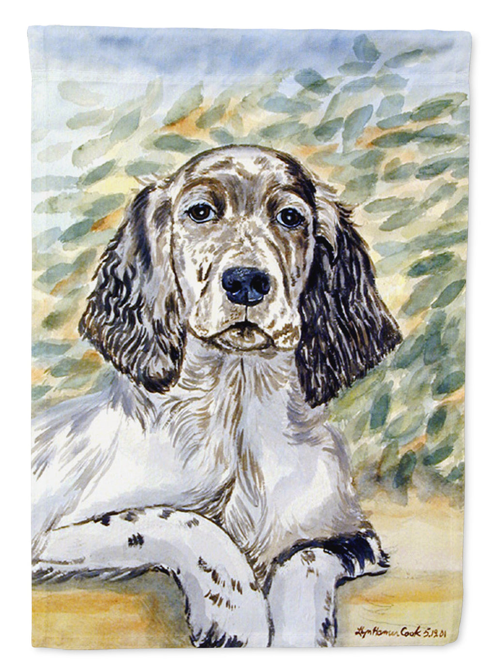 English Setter Patience House Flag 28x40 Porch Sleeve Pole Decorative Outside Yard Banner Artwork Wall Hanging, Polyester
