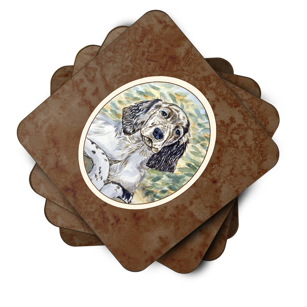 English Setter Patience Foam Coasters Set of 4 Cup Coasters for Indoor Outdoor, Tabletop Protection, Anti Slip, Mouse pad Material