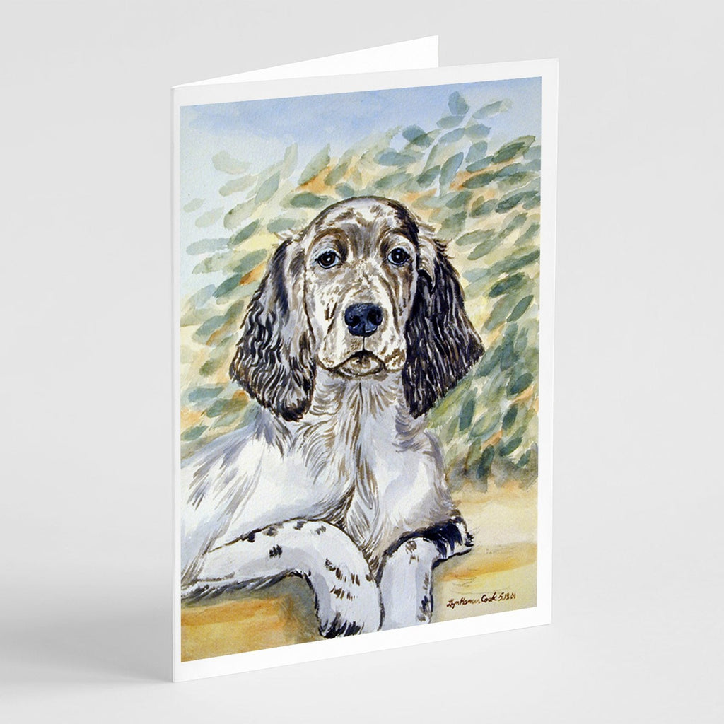 English Setter Patience Greeting Cards Pack of 8 Blank Cards with Envelopes Whimsical A7 Size 5x7