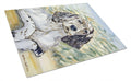English Setter Patience Cutting Board Tempered Glass Kitchen Cutting Surface, Heat Resistant Chopping, Non-Slip Feet, Food Prep & Serving