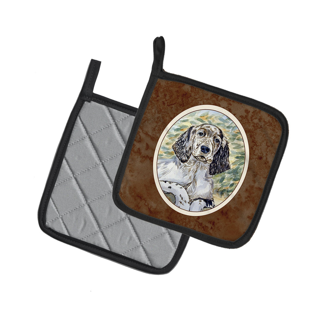 English Setter Patience Pot Holder Set of 2 Heat Resistant Quilted Hot Pads 7.5 x 7.5 Inch, Insulated Kitchen Trivets for Cooking & Baking