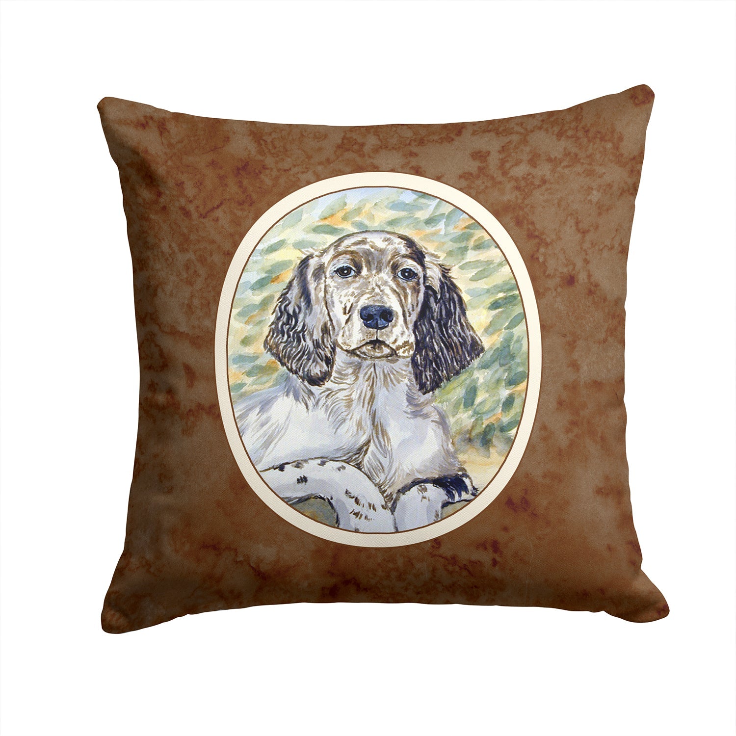 English Setter Patience Decorative Throw Pillow 14x14 Indoor Outdoor Accent Cushion, Fabric Cover with Insert for Sofa, Bed, Porch & Living Room