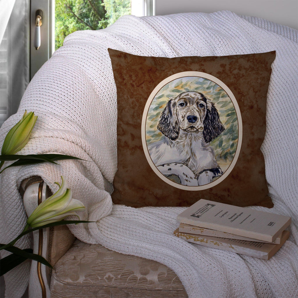 English Setter Patience Decorative Throw Pillow 14x14 Indoor Outdoor Accent Cushion, Fabric Cover with Insert for Sofa, Bed, Porch & Living Room