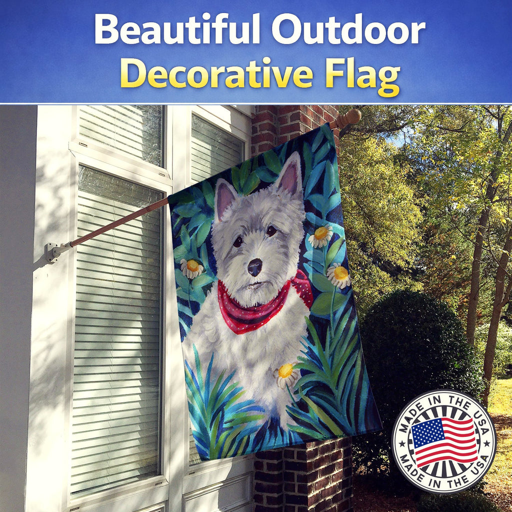 Westie House Flag 28x40 Porch Sleeve Pole Decorative Outside Yard Banner Artwork Wall Hanging, Polyester