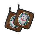 Westie Pot Holder Set of 2 Heat Resistant Quilted Hot Pads 7.5 x 7.5 Inch, Insulated Kitchen Trivets for Cooking & Baking