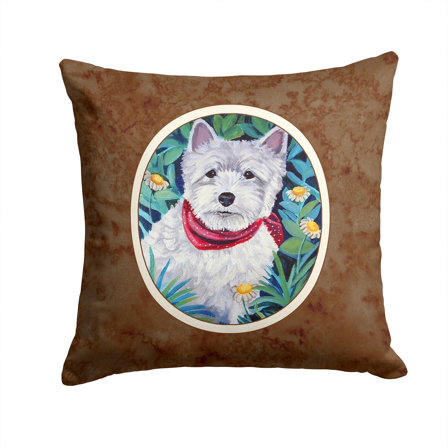 Westie Decorative Throw Pillow 14x14 Indoor Outdoor Accent Cushion, Fabric Cover with Insert for Sofa, Bed, Porch & Living Room