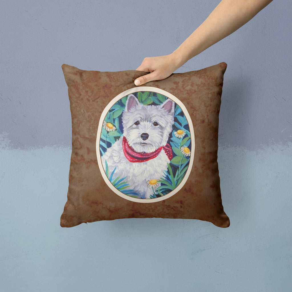 Westie Decorative Throw Pillow 14x14 Indoor Outdoor Accent Cushion, Fabric Cover with Insert for Sofa, Bed, Porch & Living Room