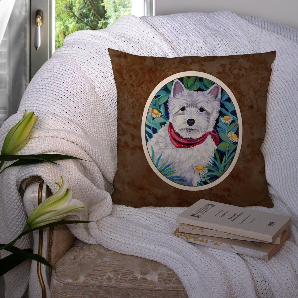 Westie Decorative Throw Pillow 14x14 Indoor Outdoor Accent Cushion, Fabric Cover with Insert for Sofa, Bed, Porch & Living Room