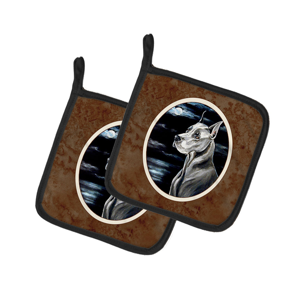 Great Dane Moonlight Pot Holder Set of 2 Heat Resistant Quilted Hot Pads 7.5 x 7.5 Inch, Insulated Kitchen Trivets for Cooking & Baking