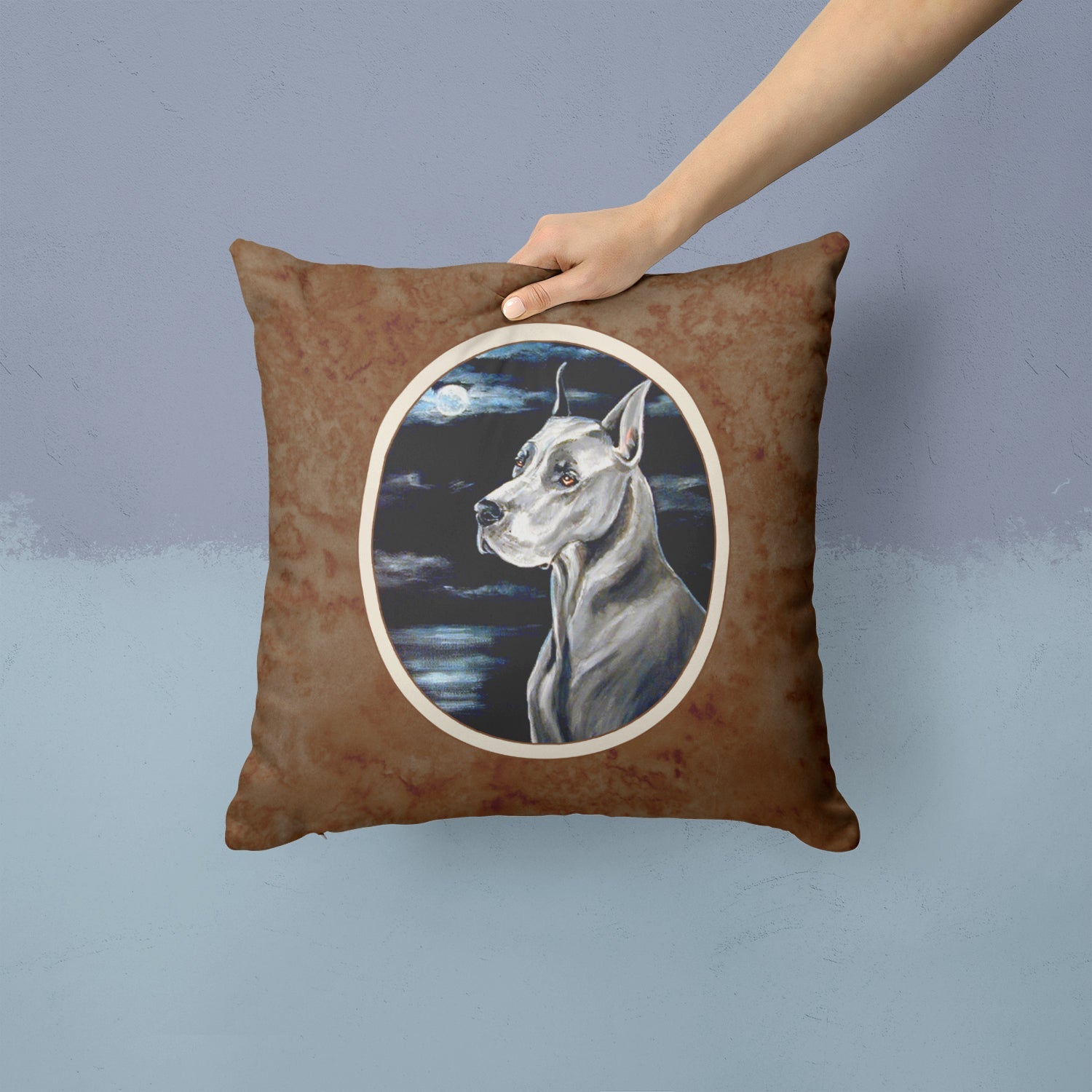 Great Dane Moonlight Decorative Throw Pillow 14x14 Indoor Outdoor Accent Cushion, Fabric Cover with Insert for Sofa, Bed, Porch & Living Room