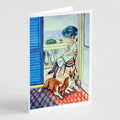 Lady with her Boxer Greeting Cards Pack of 8 Blank Cards with Envelopes Whimsical A7 Size 5x7