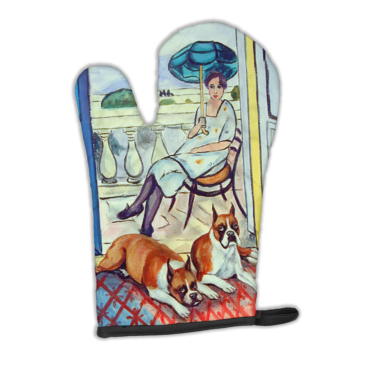 Lady with her Boxer Oven Mitt Heat Resistant Thick Oven Mitt for Hot Pans and Oven, Kitchen Mitt Protect Hands, Cooking Baking Glove