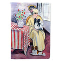 Lady with her Papillon House Flag 28x40 Porch Sleeve Pole Decorative Outside Yard Banner Artwork Wall Hanging, Polyester