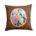 Lady with her Papillon Decorative Throw Pillow 14x14 Indoor Outdoor Accent Cushion, Fabric Cover with Insert for Sofa, Bed, Porch & Living Room