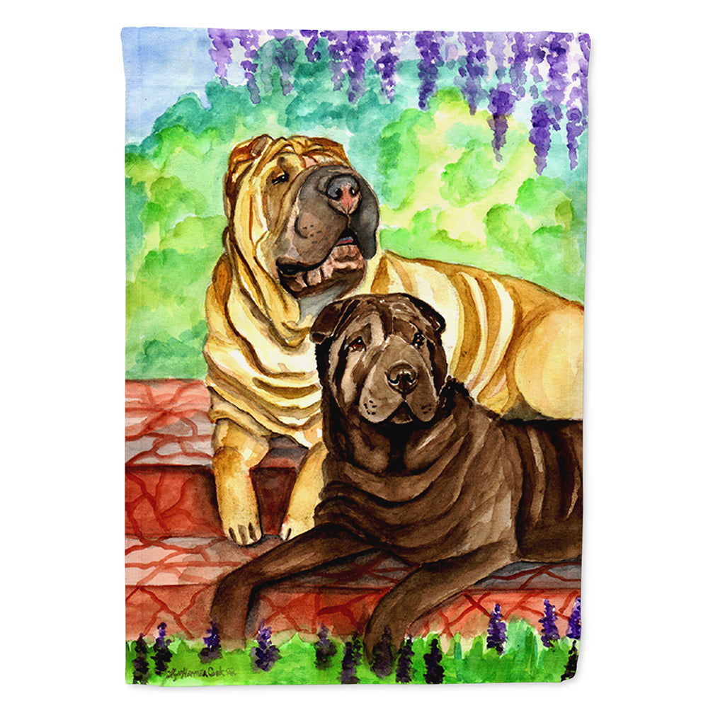 Shar Pei Fawn and Chocolate House Flag 28x40 Porch Sleeve Pole Decorative Outside Yard Banner Artwork Wall Hanging, Polyester