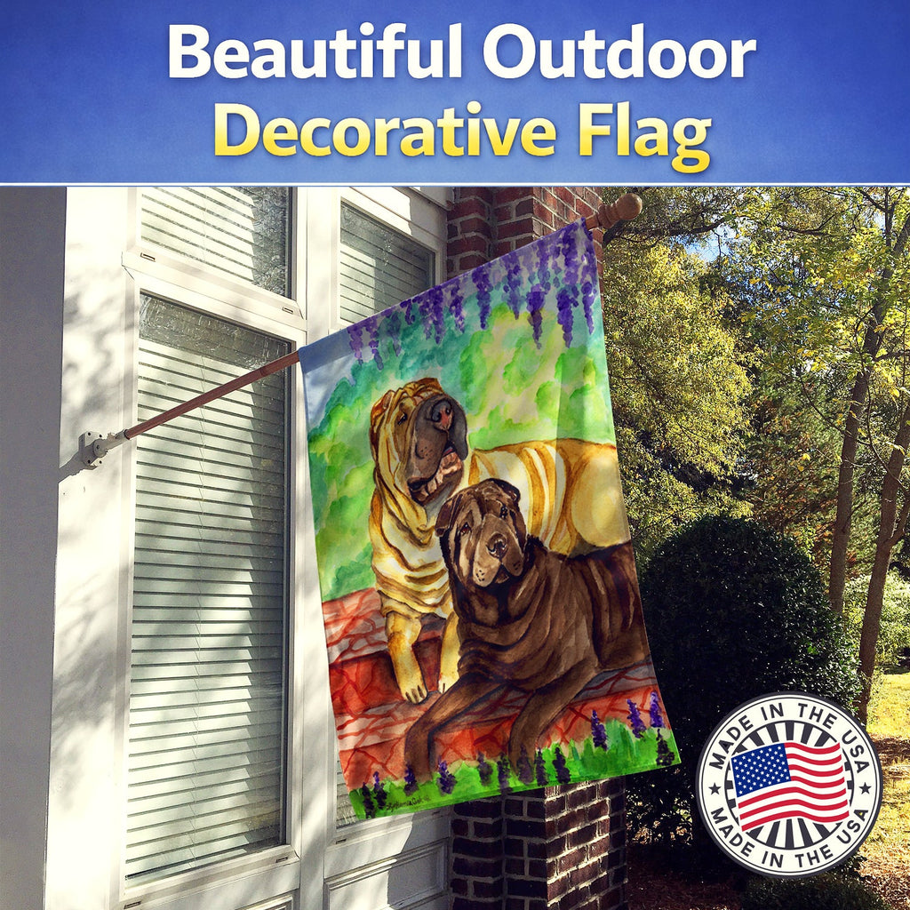 Shar Pei Fawn and Chocolate House Flag 28x40 Porch Sleeve Pole Decorative Outside Yard Banner Artwork Wall Hanging, Polyester