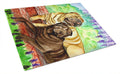 Shar Pei Fawn and Chocolate Cutting Board Tempered Glass Kitchen Cutting Surface, Heat Resistant Chopping, Non-Slip Feet, Food Prep & Serving