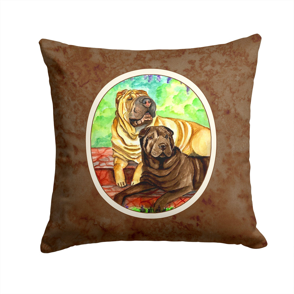 Shar Pei Fawn and Chocolate Decorative Throw Pillow 14x14 Indoor Outdoor Accent Cushion, Fabric Cover with Insert for Sofa, Bed, Porch & Living Room