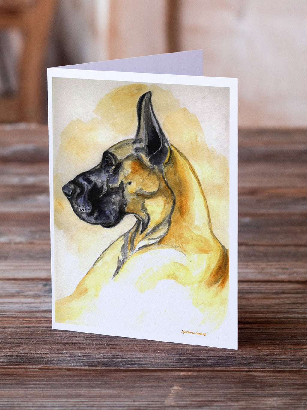 Fawn Great Dane Greeting Cards Pack of 8 Blank Cards with Envelopes Whimsical A7 Size 5x7