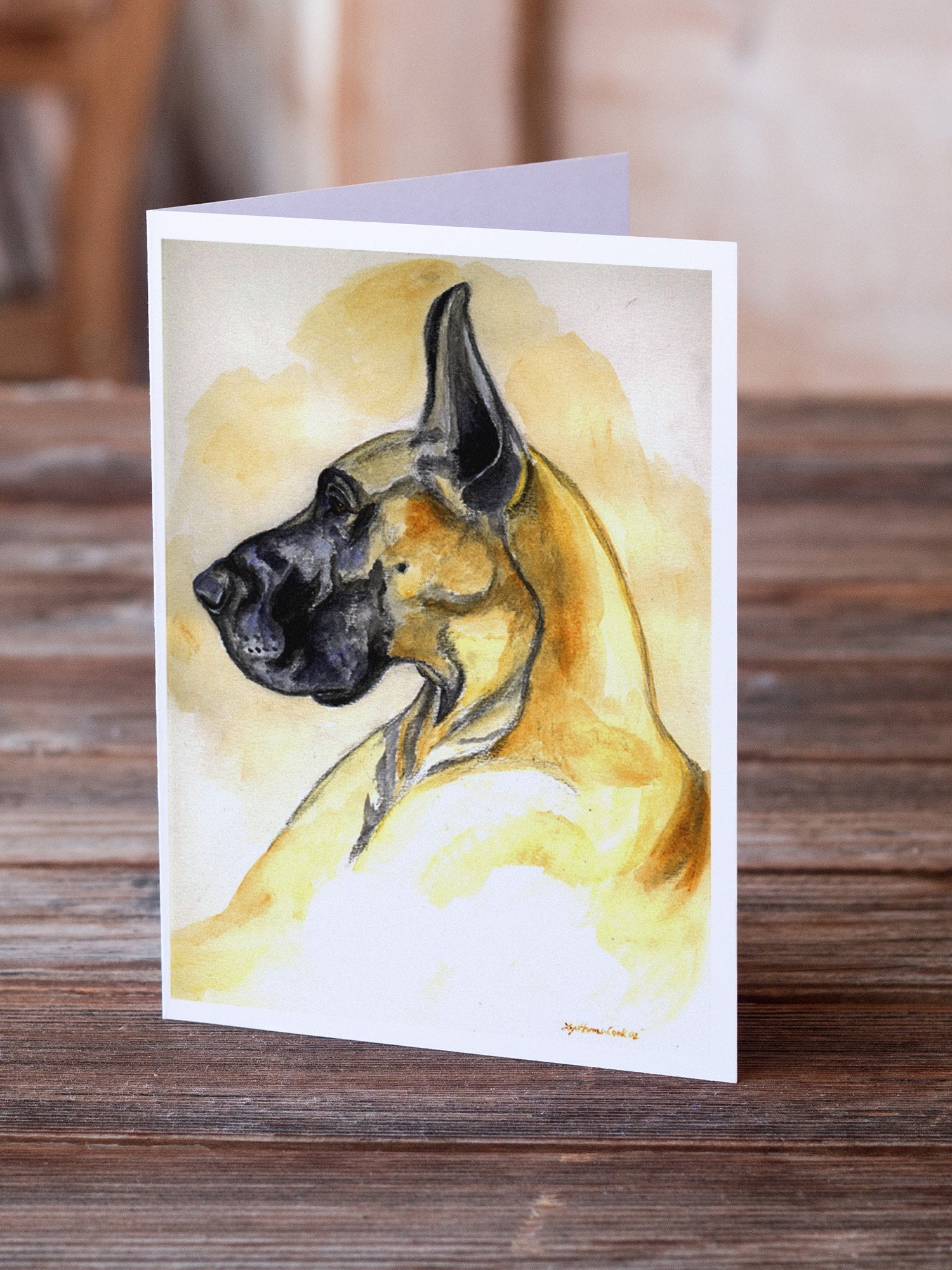 Fawn Great Dane Greeting Cards Pack of 8 Blank Cards with Envelopes Whimsical A7 Size 5x7