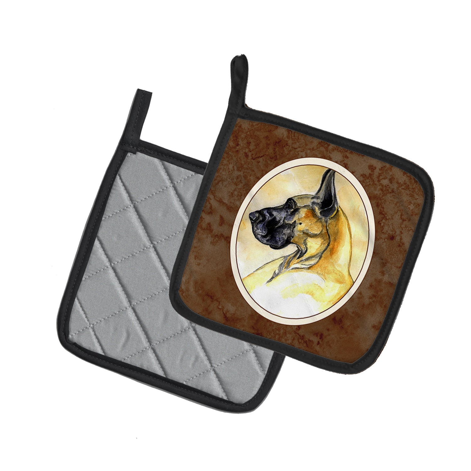 Fawn Great Dane Pot Holder Set of 2 Heat Resistant Quilted Hot Pads 7.5 x 7.5 Inch, Insulated Kitchen Trivets for Cooking & Baking