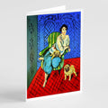 Lady with her  Fawn Pug Greeting Cards Pack of 8 Blank Cards with Envelopes Whimsical A7 Size 5x7