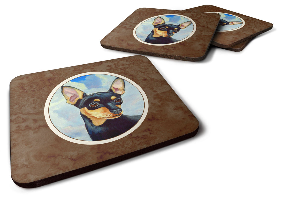 Min Pin Black and Tan Foam Coasters Set of 4 Cup Coasters for Indoor Outdoor, Tabletop Protection, Anti Slip, Mouse pad Material