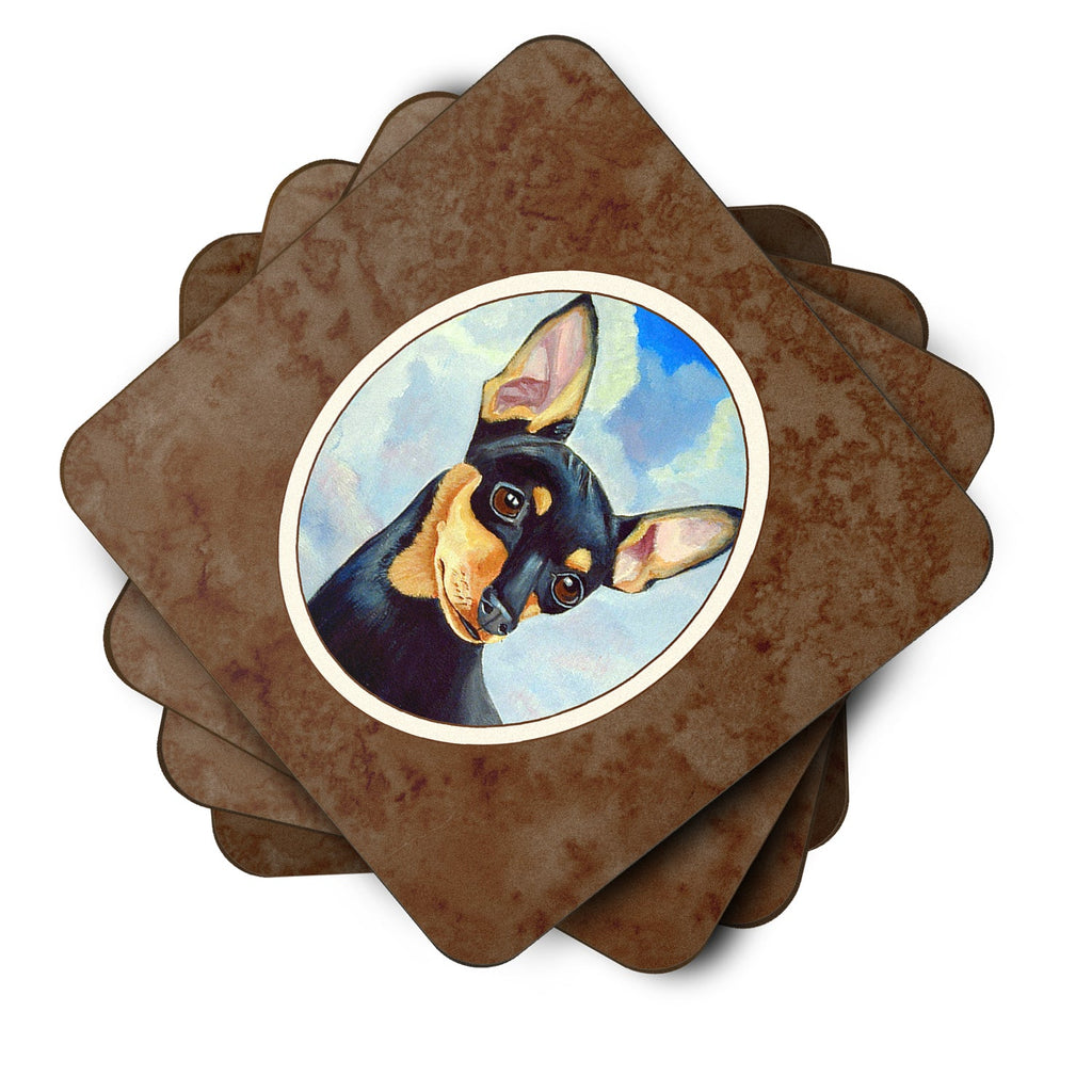 Min Pin Black and Tan Foam Coasters Set of 4 Cup Coasters for Indoor Outdoor, Tabletop Protection, Anti Slip, Mouse pad Material