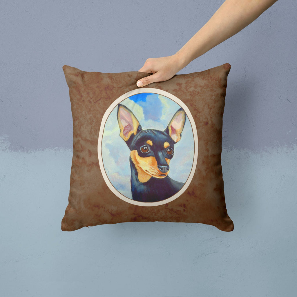 Min Pin Black and Tan Decorative Throw Pillow 14x14 Indoor Outdoor Accent Cushion, Fabric Cover with Insert for Sofa, Bed, Porch & Living Room