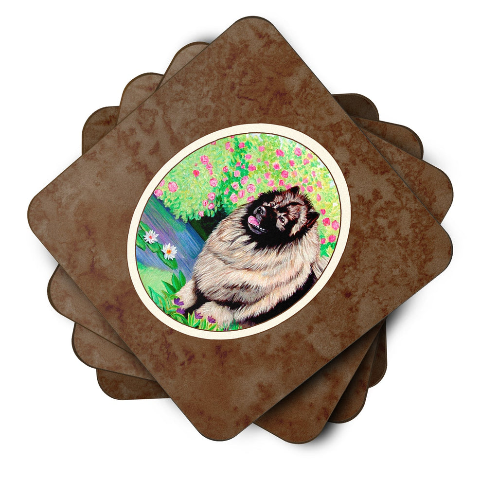 Keeshond Foam Coasters Set of 4 Cup Coasters for Indoor Outdoor, Tabletop Protection, Anti Slip, Mouse pad Material