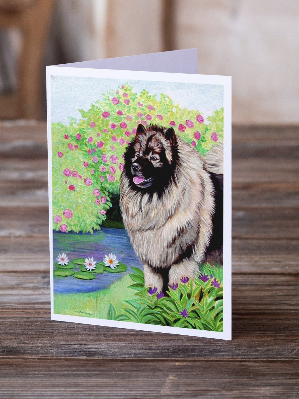 Keeshond Greeting Cards Pack of 8 Blank Cards with Envelopes Whimsical A7 Size 5x7