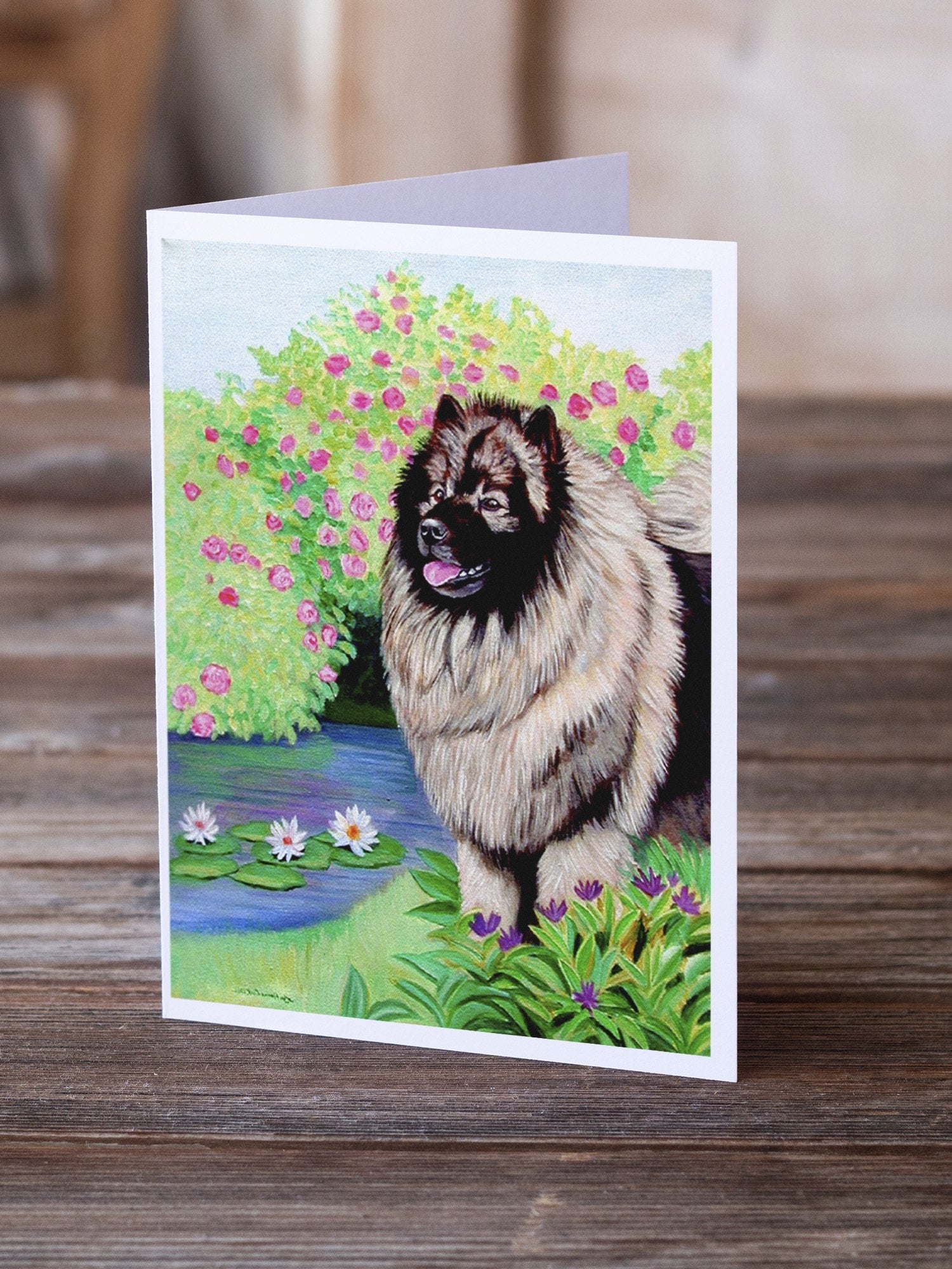 Keeshond Greeting Cards Pack of 8 Blank Cards with Envelopes Whimsical A7 Size 5x7