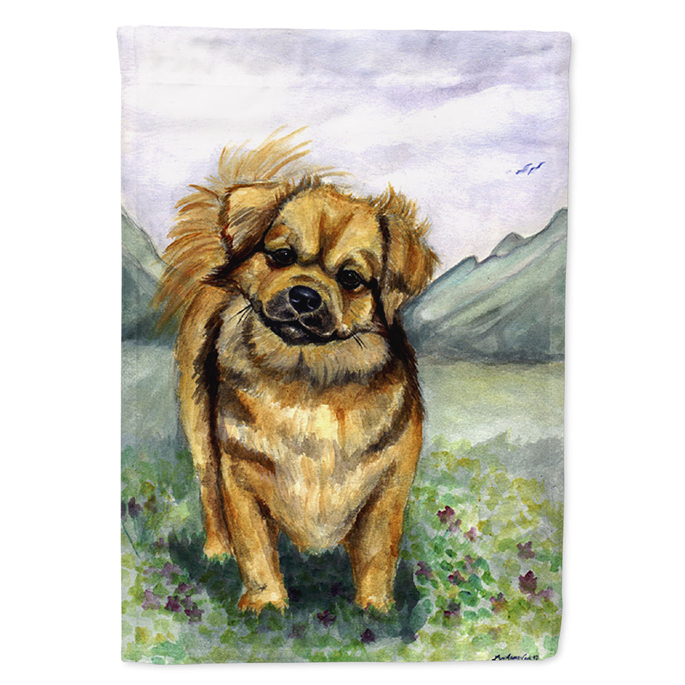 Tibetan Spaniel House Flag 28x40 Porch Sleeve Pole Decorative Outside Yard Banner Artwork Wall Hanging, Polyester