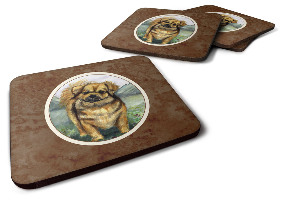 Tibetan Spaniel Foam Coasters Set of 4 Cup Coasters for Indoor Outdoor, Tabletop Protection, Anti Slip, Mouse pad Material