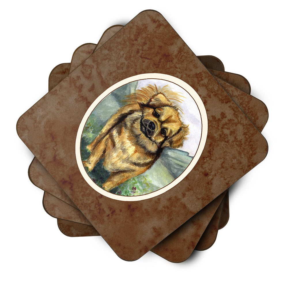 Tibetan Spaniel Foam Coasters Set of 4 Cup Coasters for Indoor Outdoor, Tabletop Protection, Anti Slip, Mouse pad Material