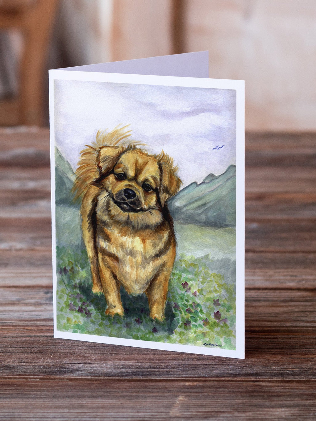 Tibetan Spaniel Greeting Cards Pack of 8 Blank Cards with Envelopes Whimsical A7 Size 5x7