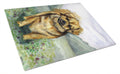 Tibetan Spaniel Cutting Board Tempered Glass Kitchen Cutting Surface, Heat Resistant Chopping, Non-Slip Feet, Food Prep & Serving